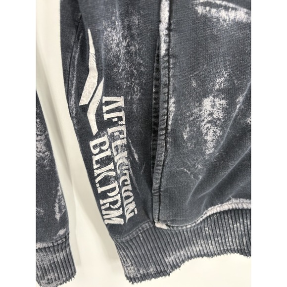 Affliction Live Fast Black Premium Men's Full Zip Sweatshirt Eagle Wings, Large - Picture 3 of 9